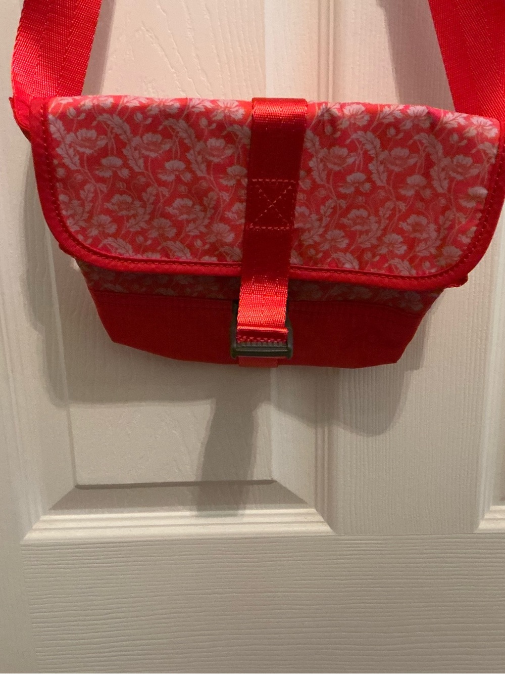 J. Crew Coral-Red Floral Crossbody Bag